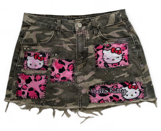 Hello Kitty denim camo mini skirt