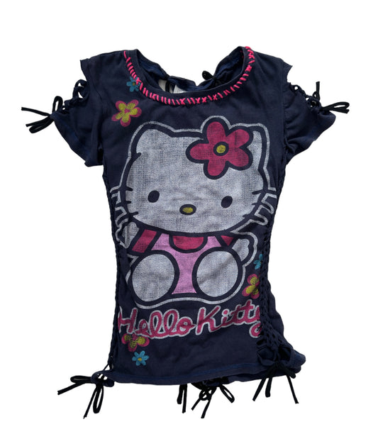 Hello Kitty Navy acid wash short sleeve top